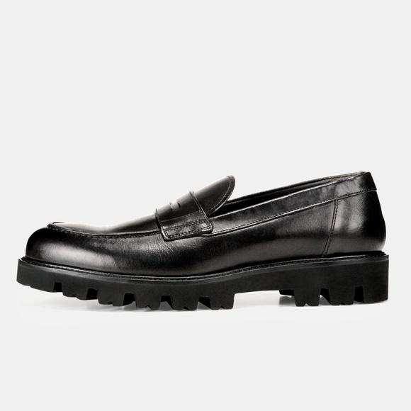 Vince Black Leather Comrade Loafers 